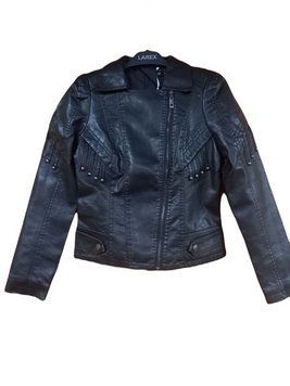 Куртка косуха женская Fashion кожаная заклепки M черная 63479613 фото