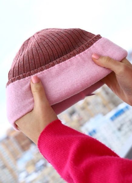 Шапка жіноча Fashion біні зимова темно-пудрова 75762577 фото