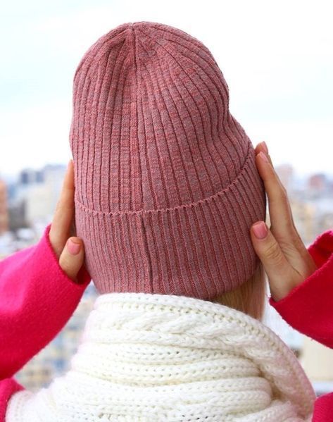 Шапка жіноча Fashion біні зимова темно-пудрова 75762577 фото
