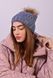 Шапка женская Fancy Fashion шерсть на флисе с бомпоном узор джинс 58956510 фото 1