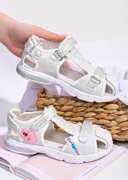 Босоніжки дитячі шкіряні Tom.M Fashion 26 сріблясто-білі 84090591 фото