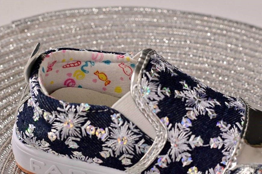 Мокасины слипоны детские С.Луч снежинка 25 синие 62616063 фото