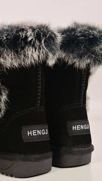 Угги детские Hengji натуральная замша и мех 32 черные 3167 фото