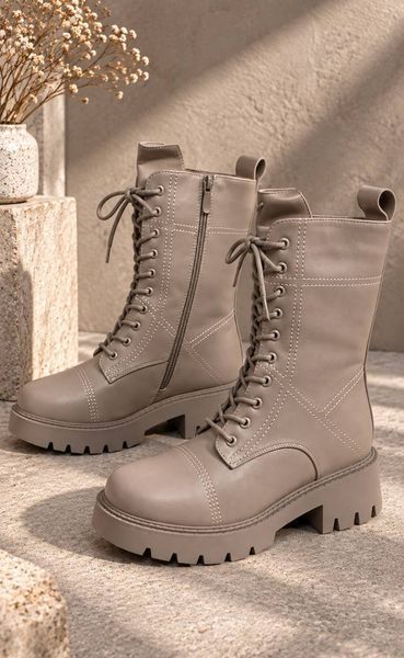 Ботинки женские Trendy натуральный мех 36 темно-бежевые (B7239-10) 4243 фото