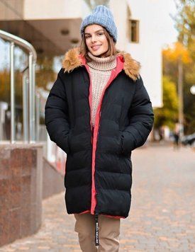 Куртка парка женская Handsome двухсторонняя зимняя M черно-красная 71732702 фото
