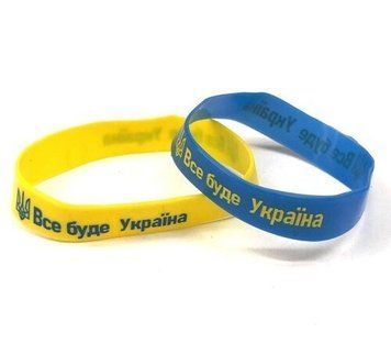 Набор браслетов 2 шт. силиконовых патриотических Все будет Украина желто голубой 67047981 фото