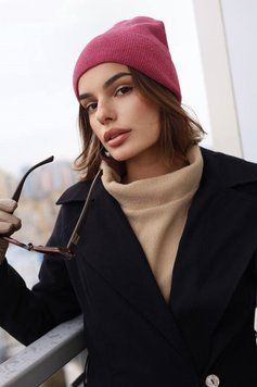 Шапка женская Fashio бини зимняя малиновая 75761471 фото